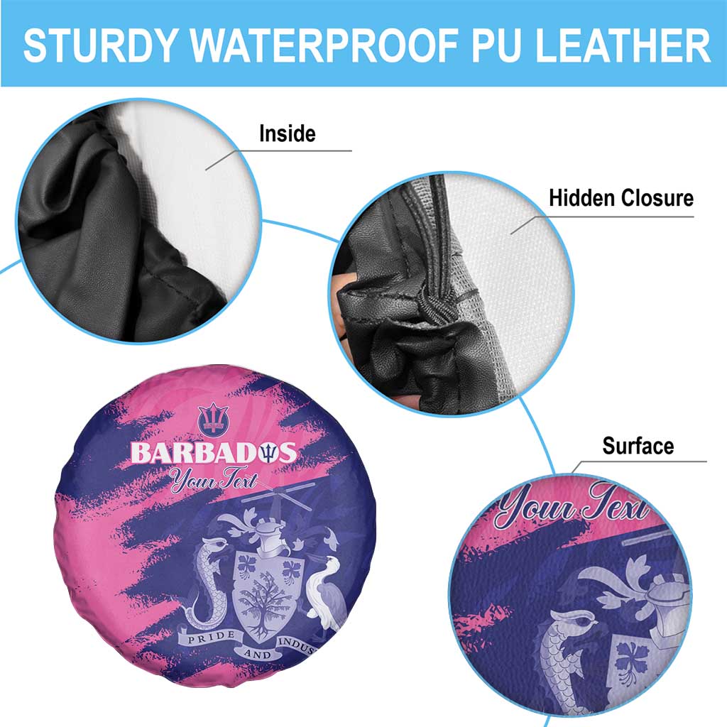 Custom Barbados Royals Cricket Spare Tire Cover Coat Of Arms Pink - Blue Color