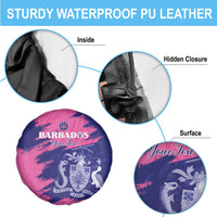 Custom Barbados Royals Cricket Spare Tire Cover Coat Of Arms Pink - Blue Color