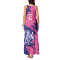 Custom Barbados Royals Cricket Tank Maxi Dress Coat Of Arms Pink - Blue Color