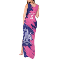Custom Barbados Royals Cricket Tank Maxi Dress Coat Of Arms Pink - Blue Color