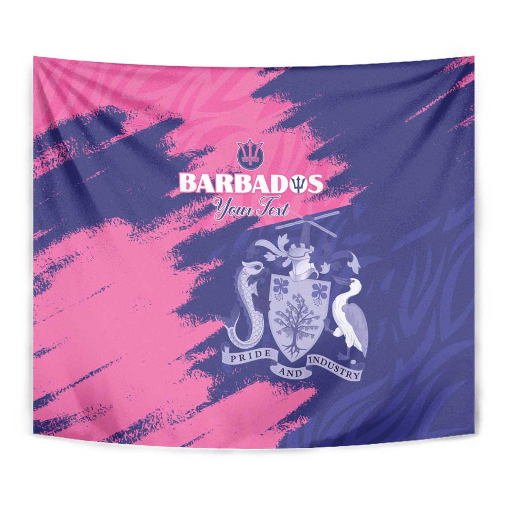 Custom Barbados Royals Cricket Tapestry Coat Of Arms Pink - Blue Color