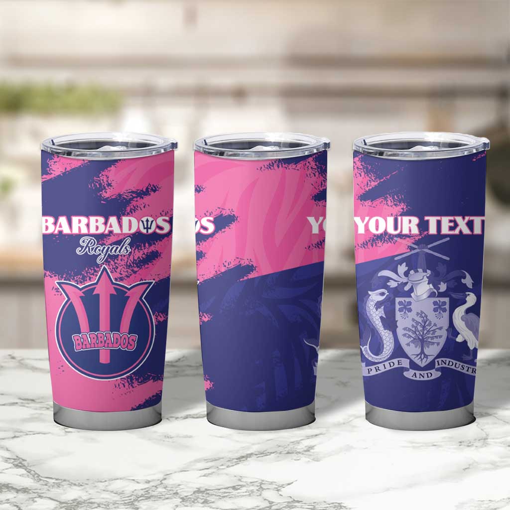Custom Barbados Royals Cricket Tumbler Cup Coat Of Arms Pink - Blue Color