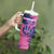 Custom Barbados Royals Cricket Tumbler With Handle Coat Of Arms Pink - Blue Color