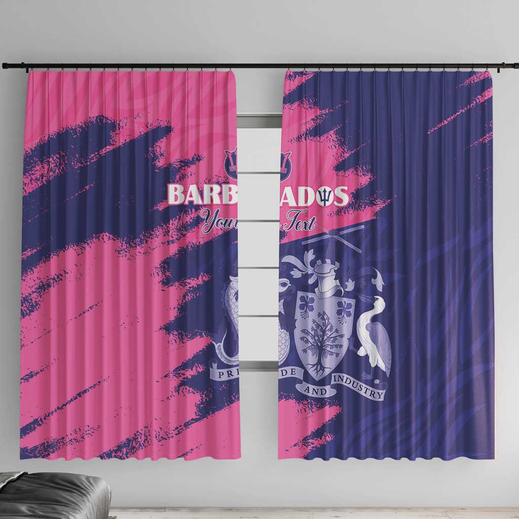 Custom Barbados Royals Cricket Window Curtain Coat Of Arms Pink - Blue Color