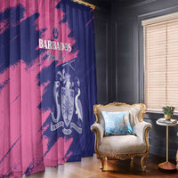 Custom Barbados Royals Cricket Window Curtain Coat Of Arms Pink - Blue Color