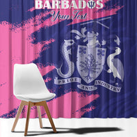 Custom Barbados Royals Cricket Window Curtain Coat Of Arms Pink - Blue Color