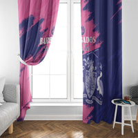 Custom Barbados Royals Cricket Window Curtain Coat Of Arms Pink - Blue Color