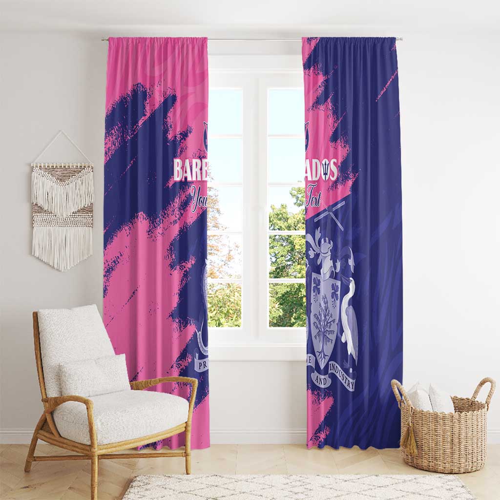 Custom Barbados Royals Cricket Window Curtain Coat Of Arms Pink - Blue Color