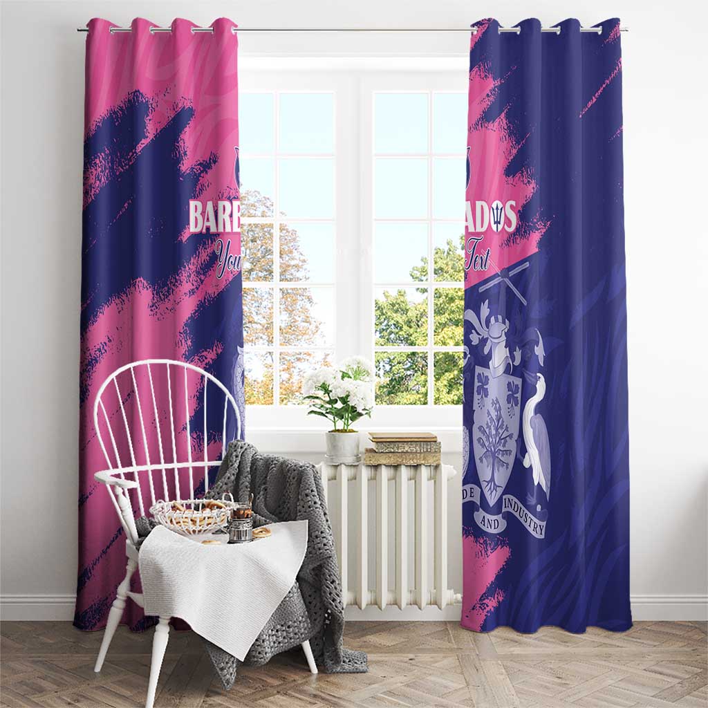 Custom Barbados Royals Cricket Window Curtain Coat Of Arms Pink - Blue Color