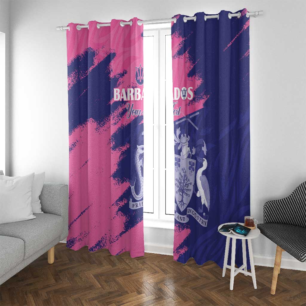 Custom Barbados Royals Cricket Window Curtain Coat Of Arms Pink - Blue Color