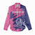 Custom Barbados Royals Cricket Women Casual Shirt Coat Of Arms Pink - Blue Color