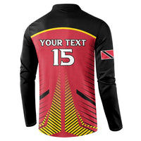 Custom Trinidad and Tobago Cricket Button Sweatshirt Wave Yuh Flag - Trinbago Strong