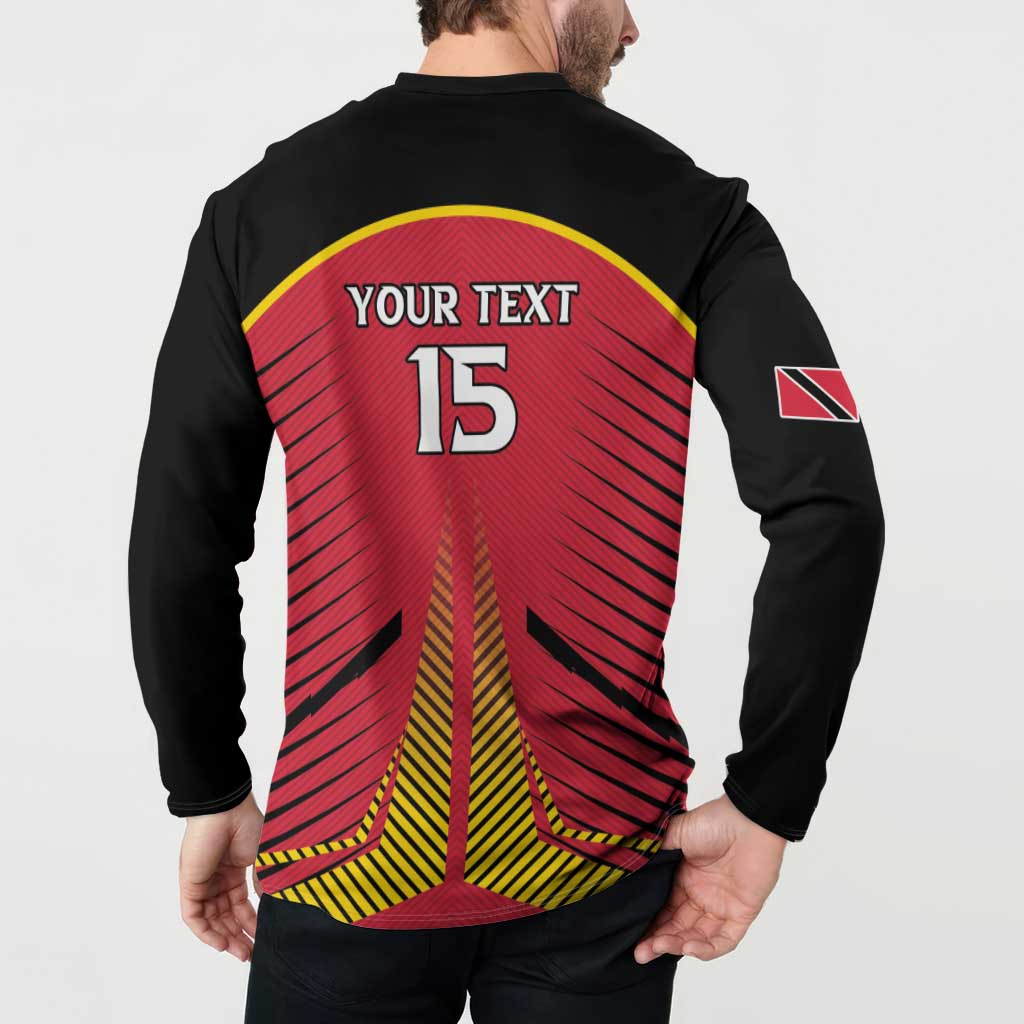 Custom Trinidad and Tobago Cricket Button Sweatshirt Wave Yuh Flag - Trinbago Strong