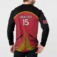 Custom Trinidad and Tobago Cricket Button Sweatshirt Wave Yuh Flag - Trinbago Strong