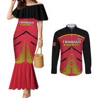 Custom Trinidad and Tobago Cricket Couples Matching Mermaid Dress and Long Sleeve Button Shirt Wave Yuh Flag - Trinbago Strong