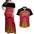 Custom Trinidad and Tobago Cricket Couples Matching Off Shoulder Maxi Dress and Hawaiian Shirt Wave Yuh Flag - Trinbago Strong