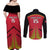 Custom Trinidad and Tobago Cricket Couples Matching Off Shoulder Maxi Dress and Long Sleeve Button Shirt Wave Yuh Flag - Trinbago Strong