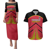 Custom Trinidad and Tobago Cricket Couples Matching Puletasi and Hawaiian Shirt Wave Yuh Flag - Trinbago Strong