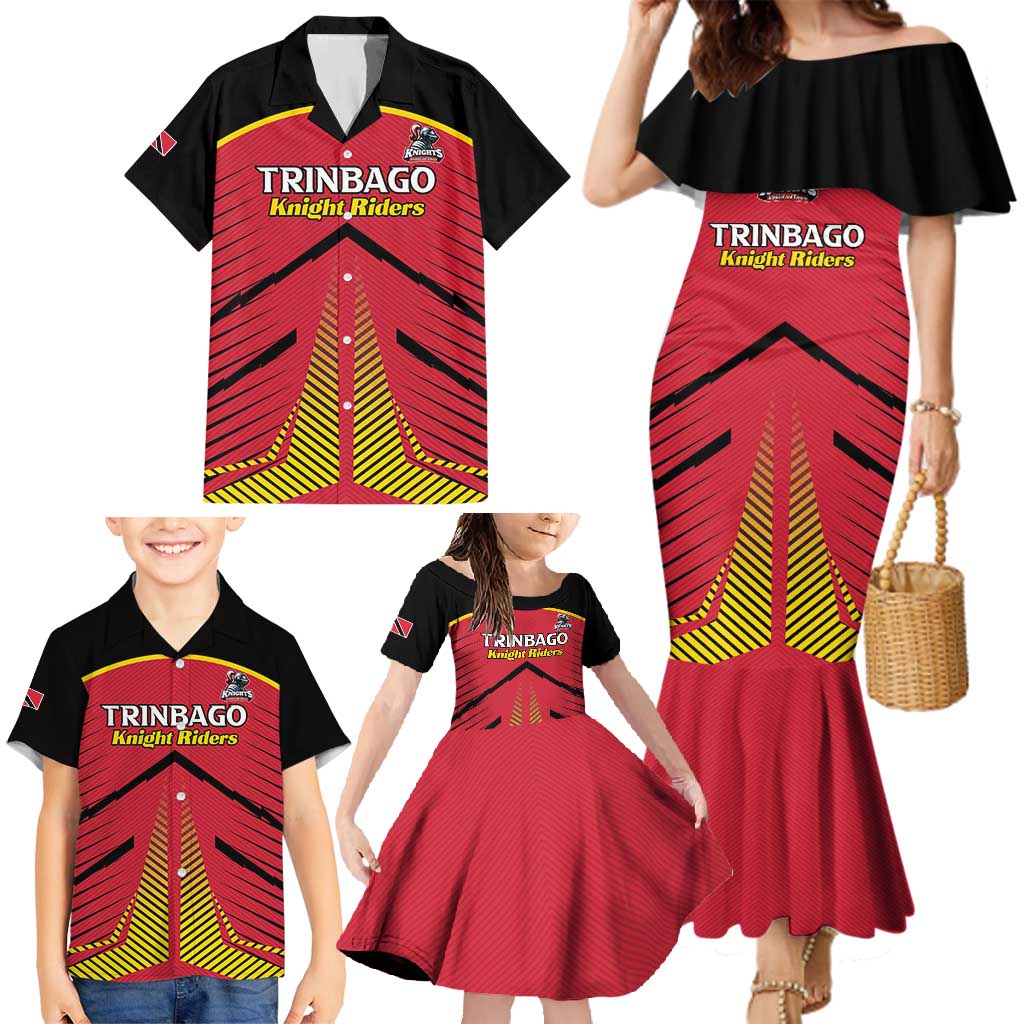 Custom Trinidad and Tobago Cricket Family Matching Mermaid Dress and Hawaiian Shirt Wave Yuh Flag - Trinbago Strong