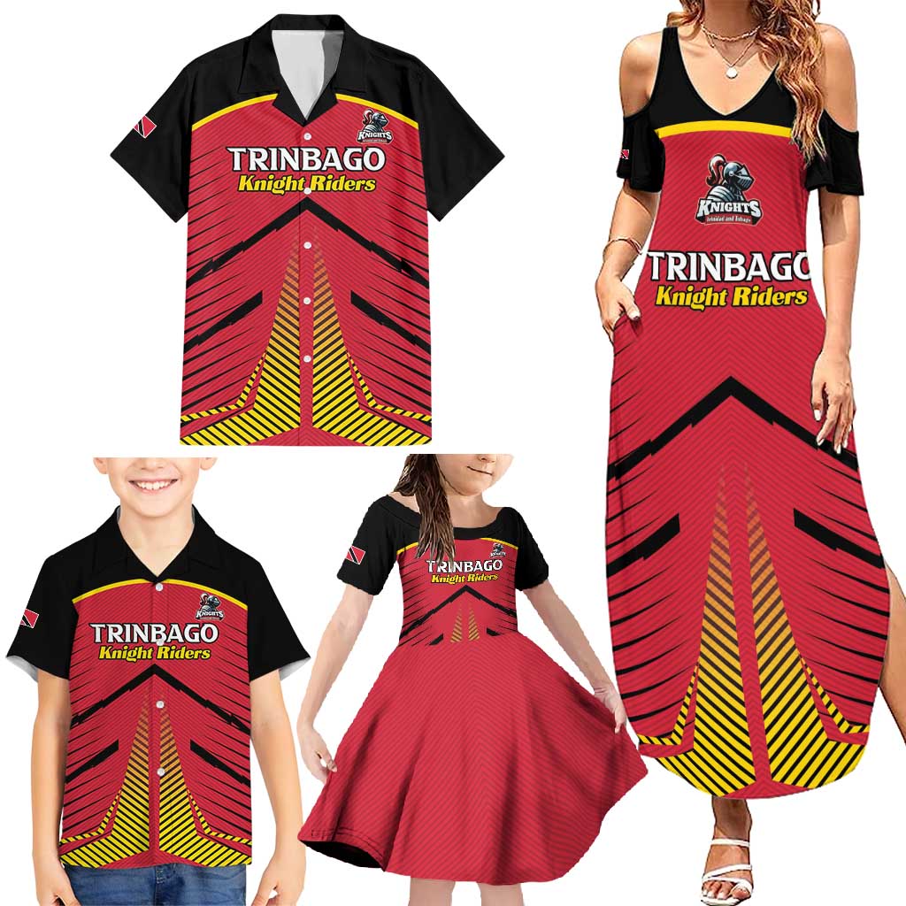 Custom Trinidad and Tobago Cricket Family Matching Summer Maxi Dress and Hawaiian Shirt Wave Yuh Flag - Trinbago Strong