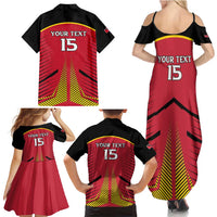 Custom Trinidad and Tobago Cricket Family Matching Summer Maxi Dress and Hawaiian Shirt Wave Yuh Flag - Trinbago Strong