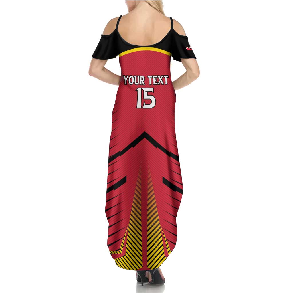 Custom Trinidad and Tobago Cricket Family Matching Summer Maxi Dress and Hawaiian Shirt Wave Yuh Flag - Trinbago Strong