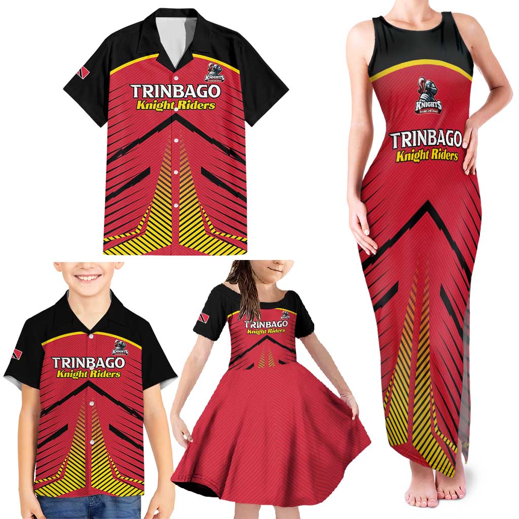 Custom Trinidad and Tobago Cricket Family Matching Tank Maxi Dress and Hawaiian Shirt Wave Yuh Flag - Trinbago Strong