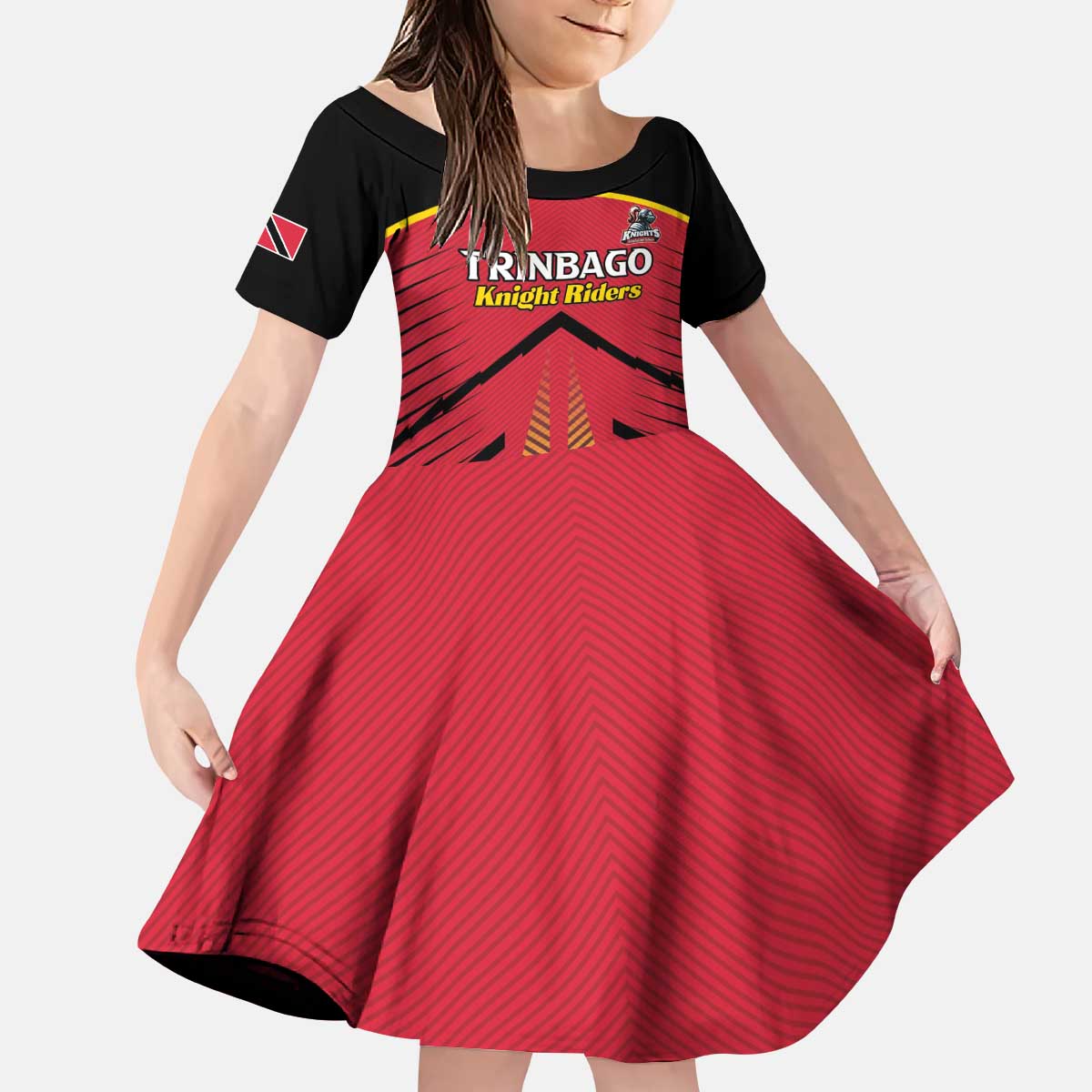 Custom Trinidad and Tobago Cricket Kid Short Sleeve Dress Wave Yuh Flag - Trinbago Strong