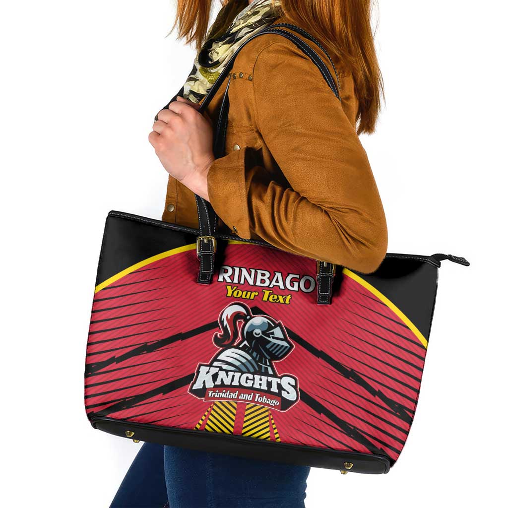 Custom Trinidad and Tobago Cricket Leather Tote Bag Wave Yuh Flag - Trinbago Strong