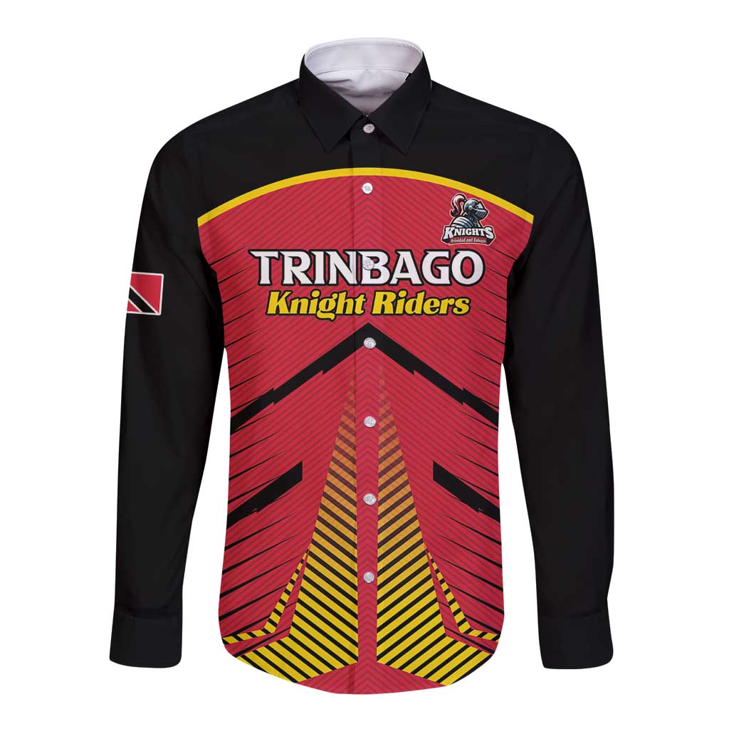 Custom Trinidad and Tobago Cricket Long Sleeve Button Shirt Wave Yuh Flag - Trinbago Strong