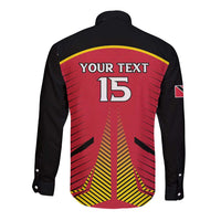 Custom Trinidad and Tobago Cricket Long Sleeve Button Shirt Wave Yuh Flag - Trinbago Strong
