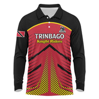 Custom Trinidad and Tobago Cricket Long Sleeve Polo Shirt Wave Yuh Flag - Trinbago Strong