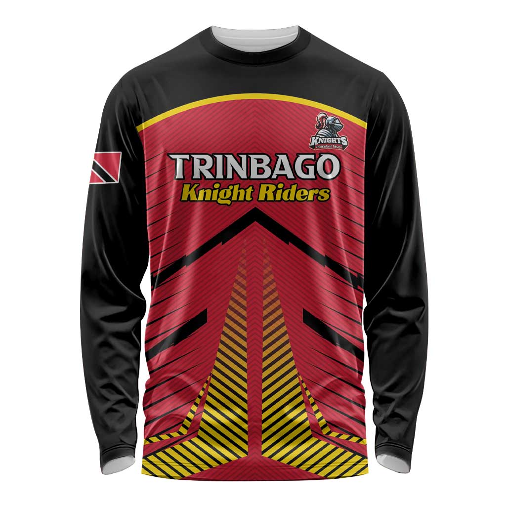 Custom Trinidad and Tobago Cricket Long Sleeve Shirt Wave Yuh Flag - Trinbago Strong