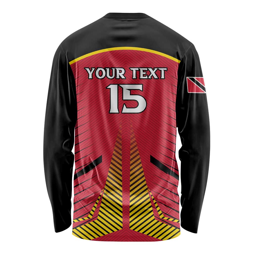 Custom Trinidad and Tobago Cricket Long Sleeve Shirt Wave Yuh Flag - Trinbago Strong