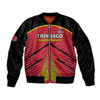 Custom Trinidad and Tobago Cricket Sleeve Zip Bomber Jacket Wave Yuh Flag - Trinbago Strong