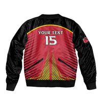 Custom Trinidad and Tobago Cricket Sleeve Zip Bomber Jacket Wave Yuh Flag - Trinbago Strong