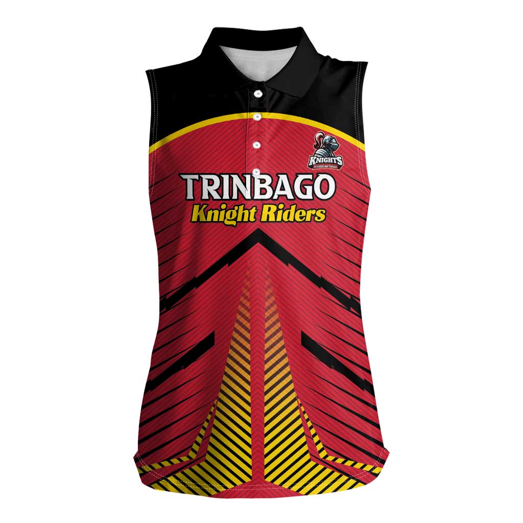 Custom Trinidad and Tobago Cricket Women Sleeveless Polo Shirt Wave Yuh Flag - Trinbago Strong