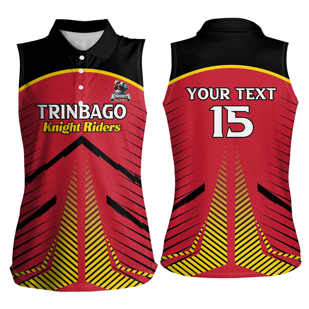 Custom Trinidad and Tobago Cricket Women Sleeveless Polo Shirt Wave Yuh Flag - Trinbago Strong