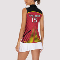 Custom Trinidad and Tobago Cricket Women Sleeveless Polo Shirt Wave Yuh Flag - Trinbago Strong