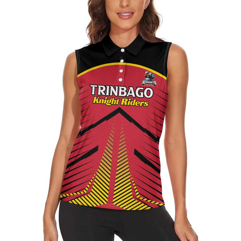 Custom Trinidad and Tobago Cricket Women Sleeveless Polo Shirt Wave Yuh Flag - Trinbago Strong
