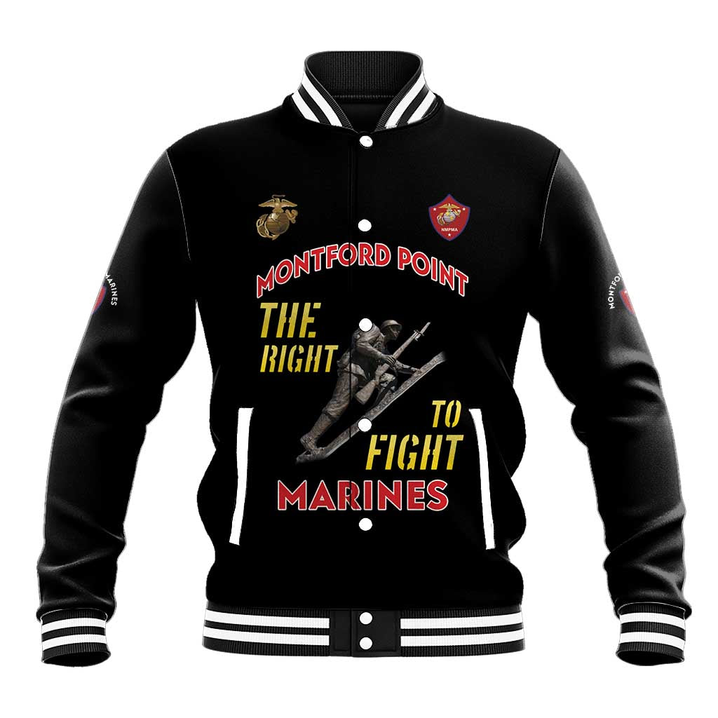 Montford Point Marines Baseball Jacket The Right To Fight - Black - Wonder Print Shop