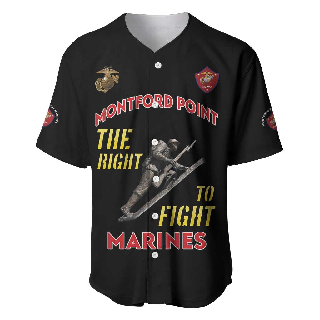 Montford Point Marines Baseball Jersey The Right To Fight - Black - Wonder Print Shop