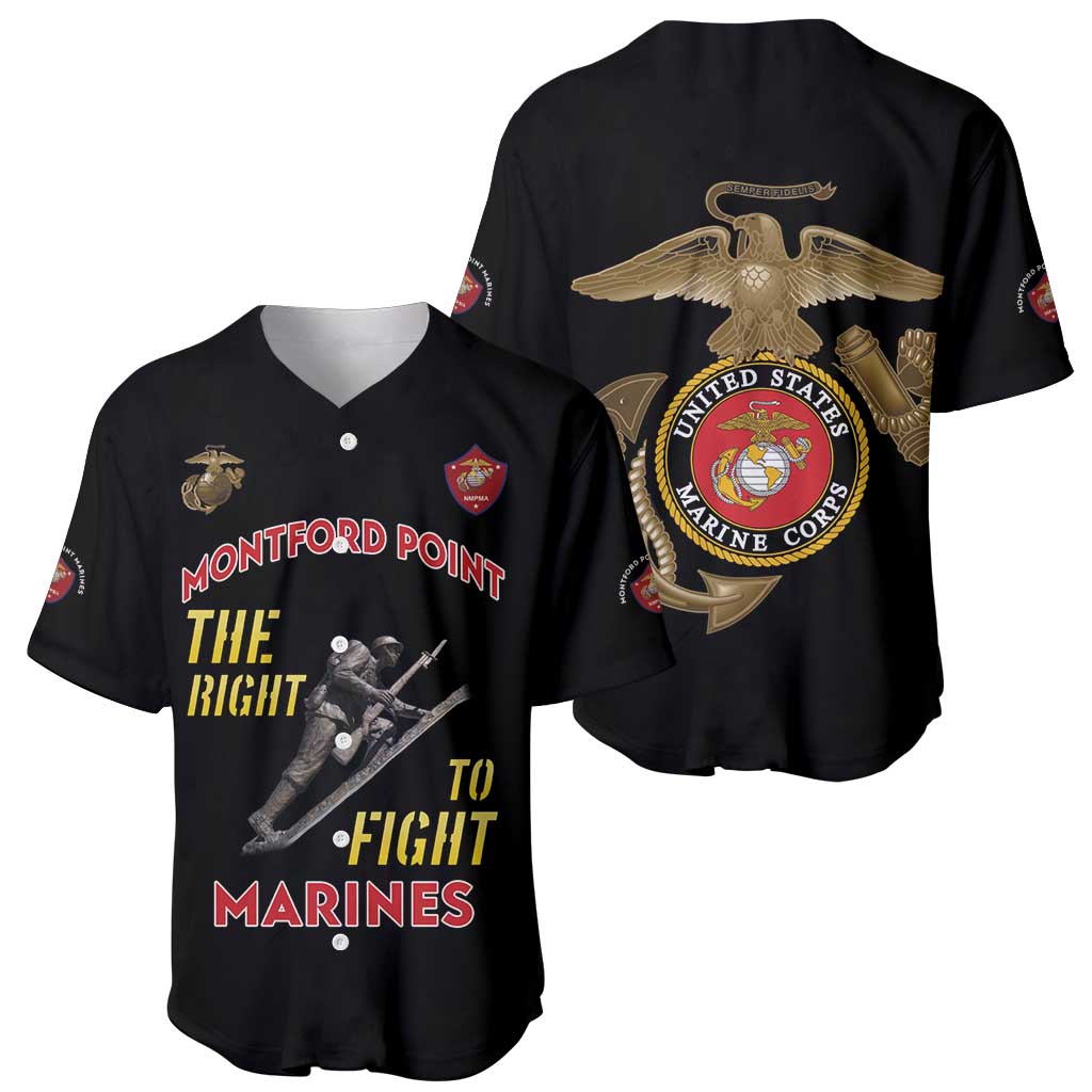 Montford Point Marines Baseball Jersey The Right To Fight - Black - Wonder Print Shop