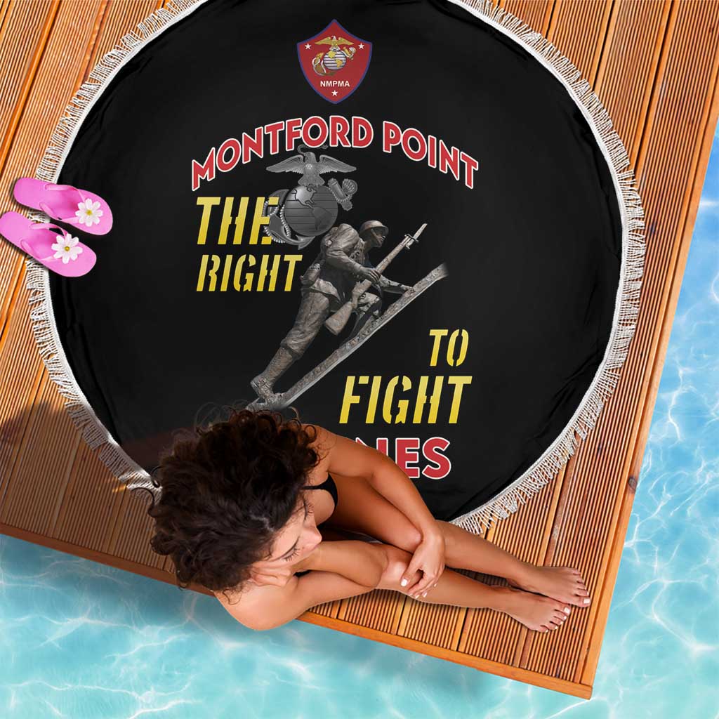 Montford Point Marines Beach Blanket The Right To Fight - Black - Wonder Print Shop