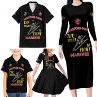 Montford Point Marines Family Matching Long Sleeve Bodycon Dress and Hawaiian Shirt The Right To Fight - Black - Wonder Print Shop