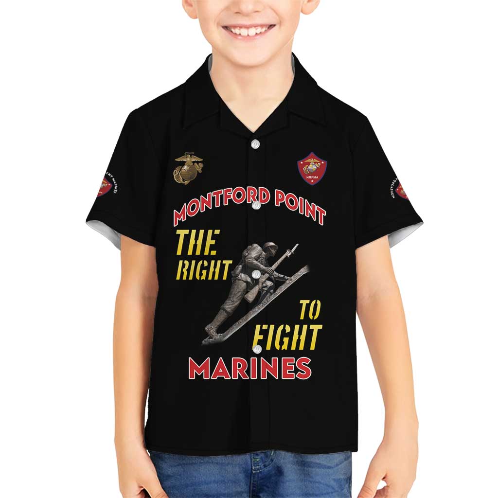 Montford Point Marines Family Matching Long Sleeve Bodycon Dress and Hawaiian Shirt The Right To Fight - Black - Wonder Print Shop