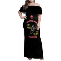 Montford Point Marines Family Matching Off Shoulder Maxi Dress and Hawaiian Shirt The Right To Fight - Black - Wonder Print Shop