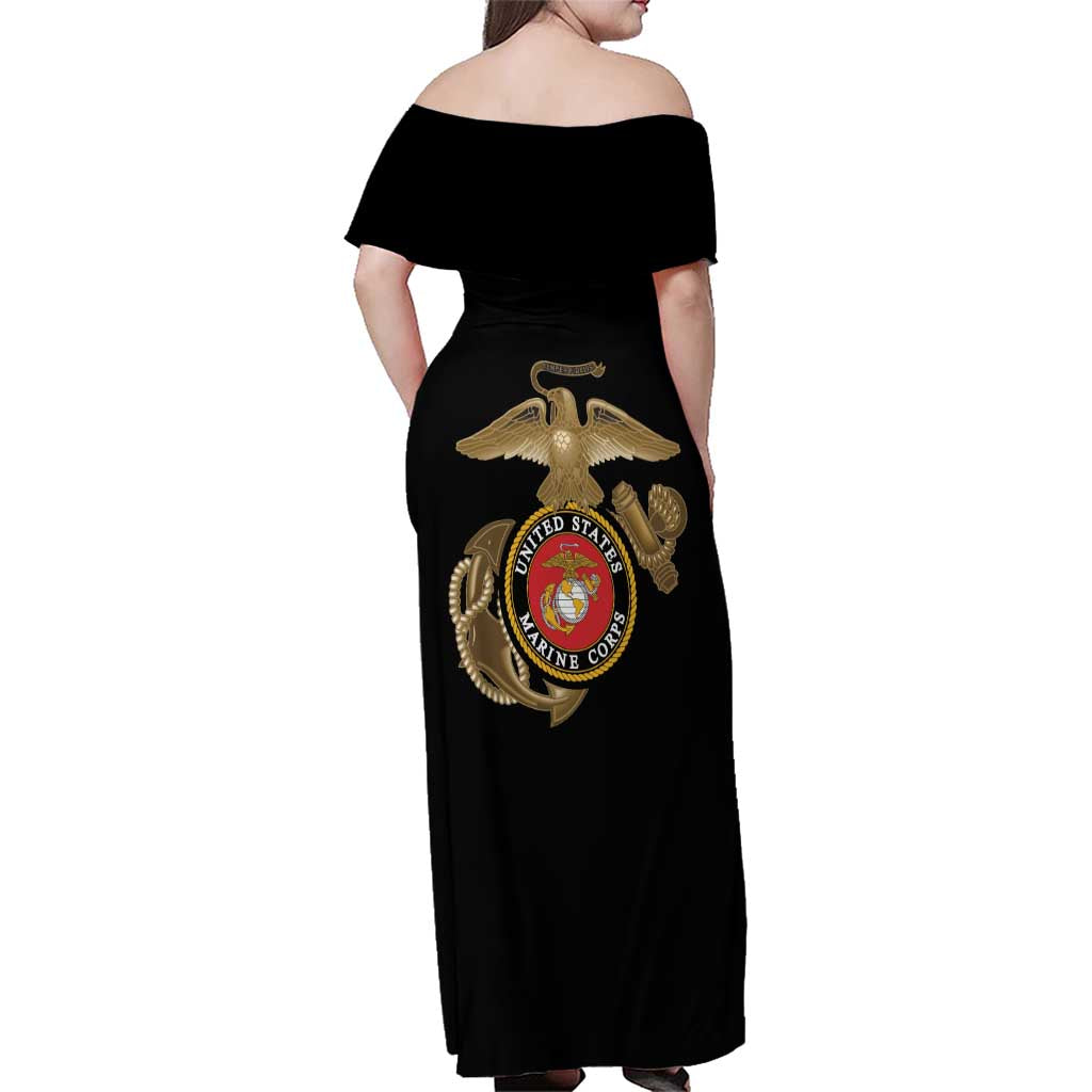 Montford Point Marines Family Matching Off Shoulder Maxi Dress and Hawaiian Shirt The Right To Fight - Black - Wonder Print Shop