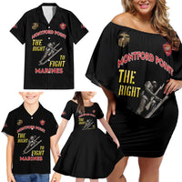 Montford Point Marines Family Matching Off Shoulder Short Dress and Hawaiian Shirt The Right To Fight - Black - Wonder Print Shop