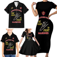 Montford Point Marines Family Matching Short Sleeve Bodycon Dress and Hawaiian Shirt The Right To Fight - Black - Wonder Print Shop